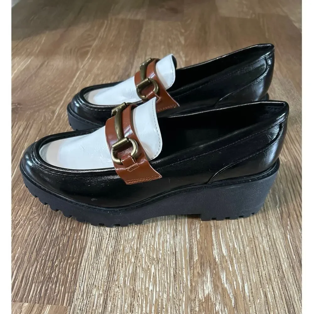 SM New York Chunky Lug Sole Loafers Platform Horsebit Colorblock Y2K 8.5